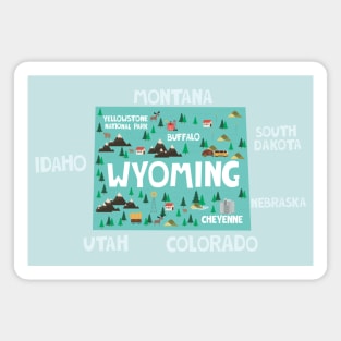 Wyoming Illustrated Map Magnet